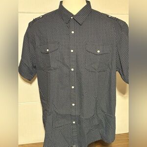 Paper denim &Cloth men’s 3X 100% cotton button up. NWOT shirt dark blue w/dots